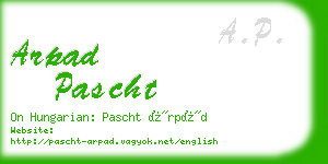 arpad pascht business card